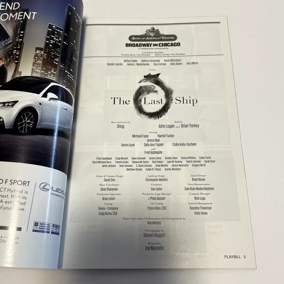 The Last Ship Sting Musical Playbill Pre Broadway Chicago Bank of America - Picture 4 of 7